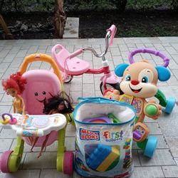 Toddler Toys...bike, walker & stroller (PRICE FOR ALL)