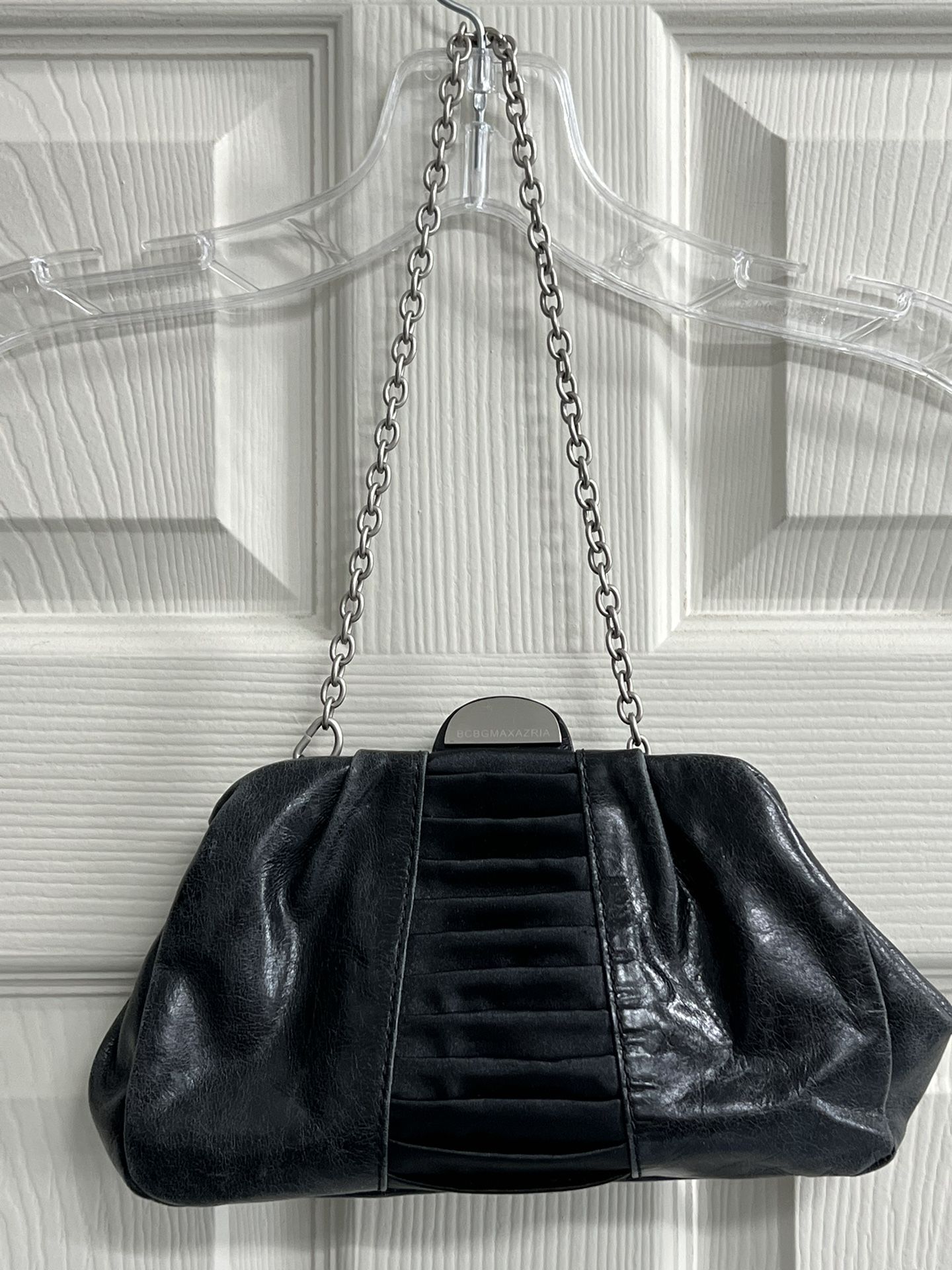 BCBG MaxAzria Black Clutch Purse with Chain Link Handle - VGUC