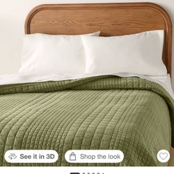 King Grid Stitch Quilt Green - Hearth & Hand™ with Magnolia