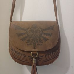 Nintendo 2018 Legend of Zelda Saddle Bag Leather Purse Tassel Brown *Like New*