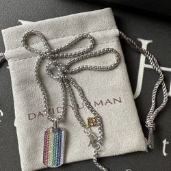 David Yurman Streamline Rainbow Pave Tag Sterling Silver 925