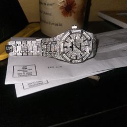 Ap Moissanite Bussed Down Watch With Box 