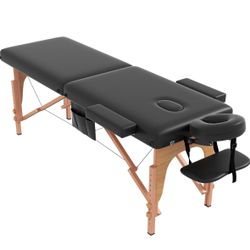 civama Massage Table Massage Bed Portable, 29 LBs Light Weight 2 Section Foldable Tattoo Bed Facial Care Spa Lash Bed Height Adjustable Sturdy Wooden 
