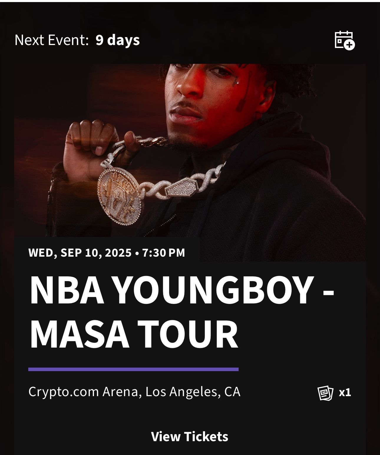 NBA YOUNGBOY CRYPTO ARENA TICKETS