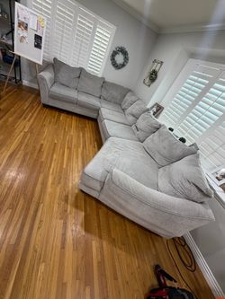Large Gray Fabric Sectional Sofa