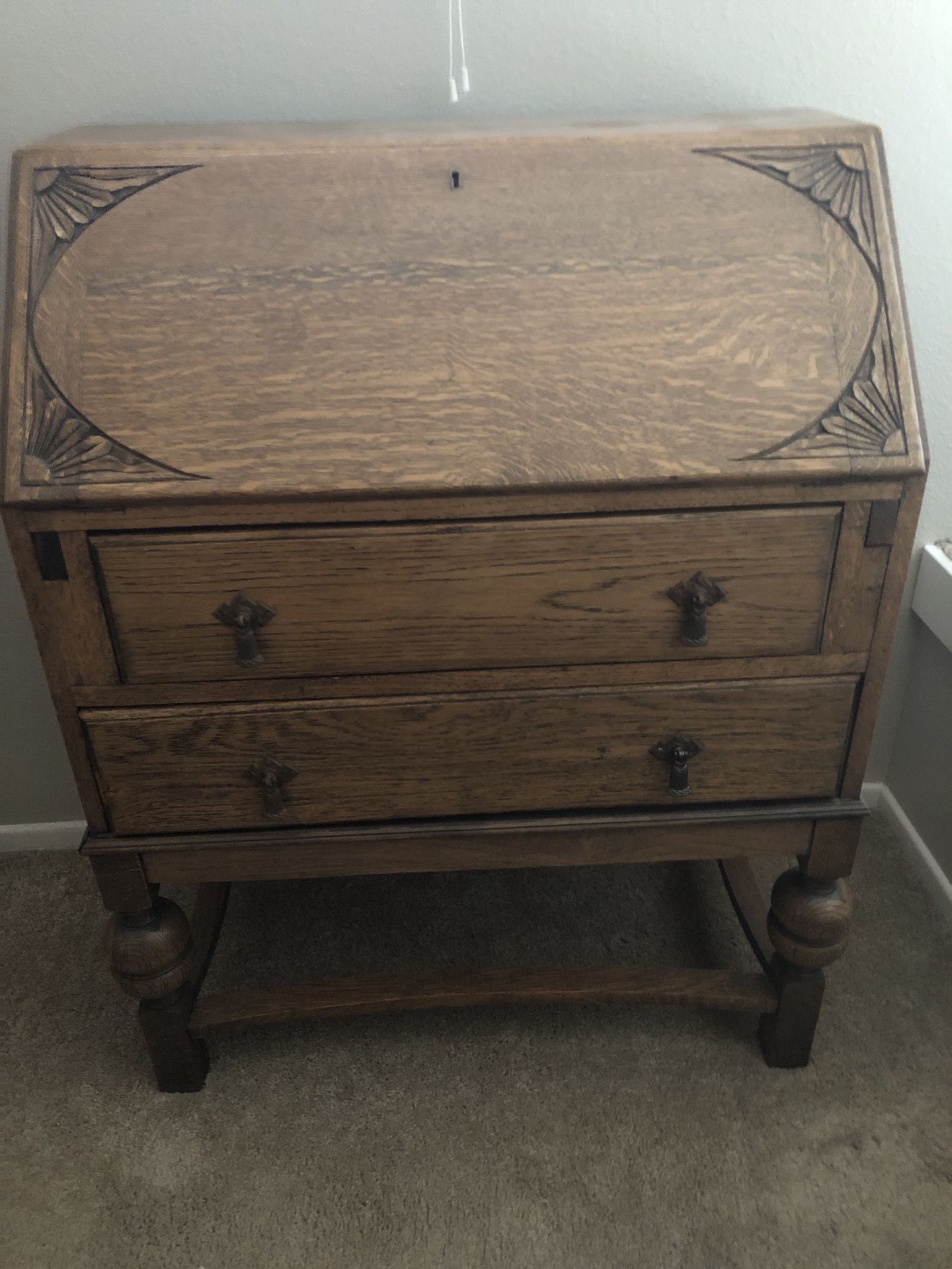 Antique Solid Oak Desk and Chair