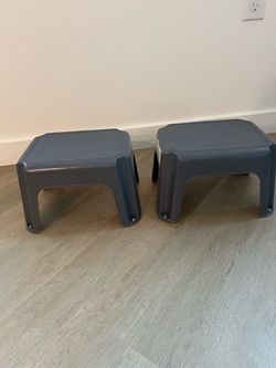 Set of 2 Gray Plastic Step Stools for kids