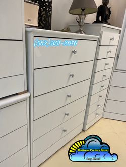 Five drawer white dresser cajonera compressed diamantes
