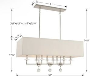 Chandelier Light Fixture by Crystorama - 8109-PN - Lighting Group Nickel Paxton 8-Light 17" W Linear Chandelier
