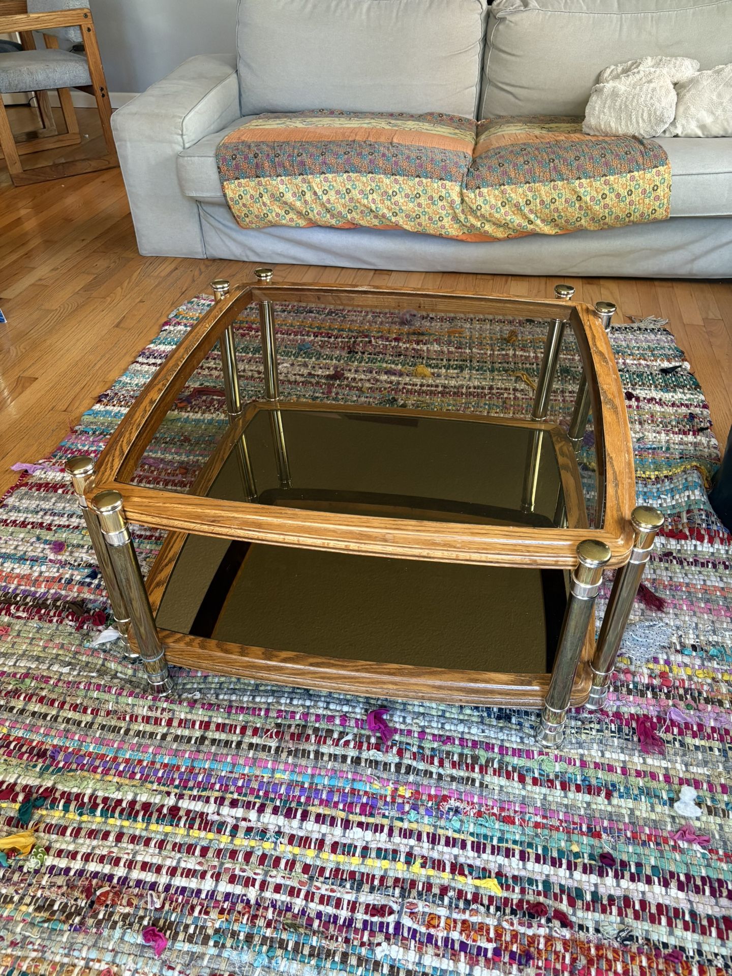 Glass and Wood Coffee Table