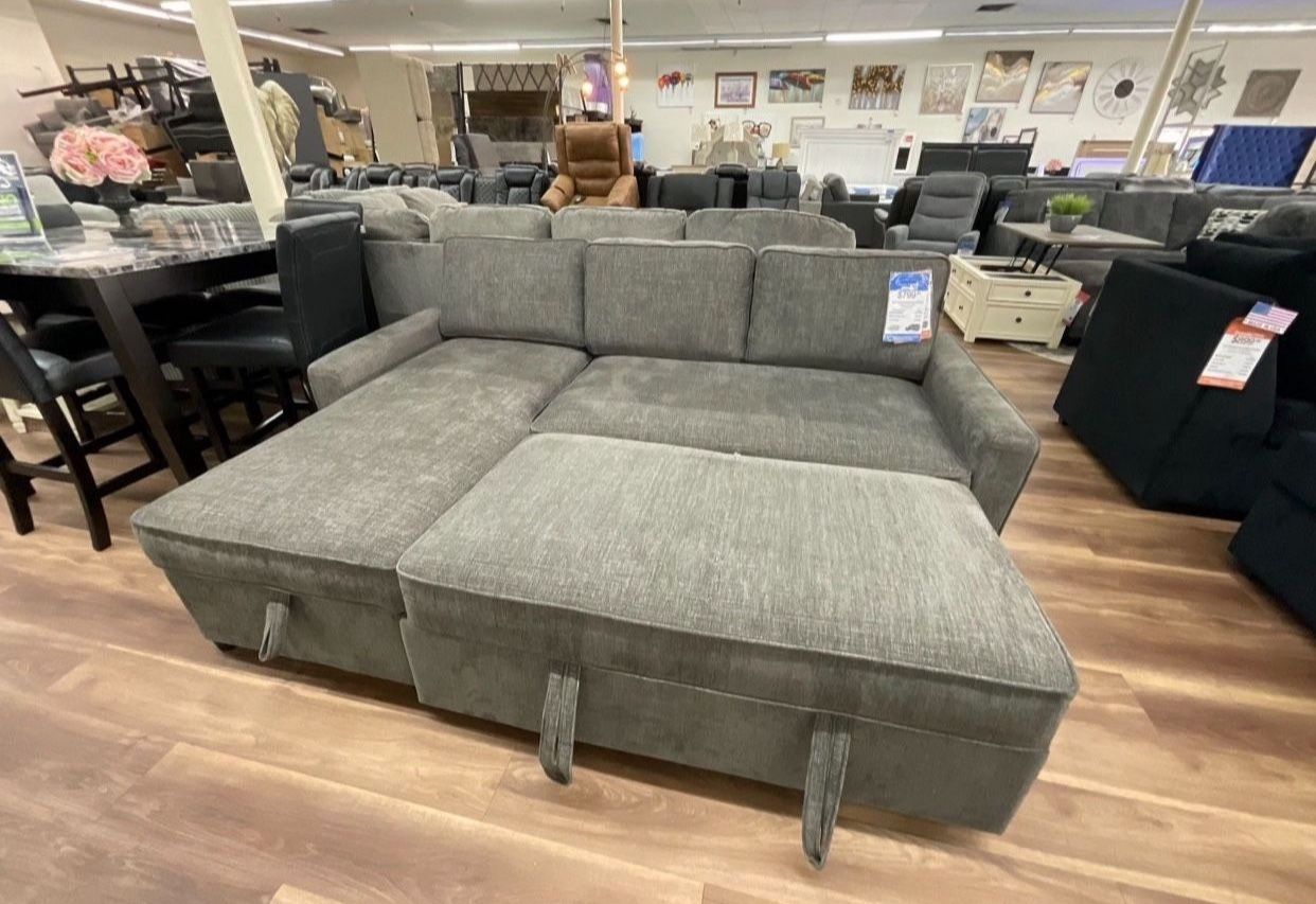 New Gray Sofa Sleeper Couch With Storage Sectional Couch *Chaise Available On Right Or Left Side* Ashley Brand