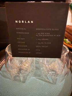 New In Box Norlan Whisky Glasses - Set of 2 - Designed by Sruli Recht