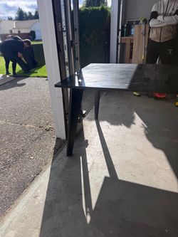 3’ x 6’ Black & white Marble table with black metal legs