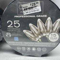 New Celebrations LED Warm White Smooth Transparent C9 Lights. (4) Sets Avail. $7 A Set. Must Pickup