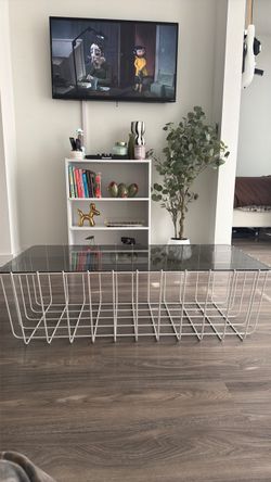 Glass Top Coffee Table White Wire Base