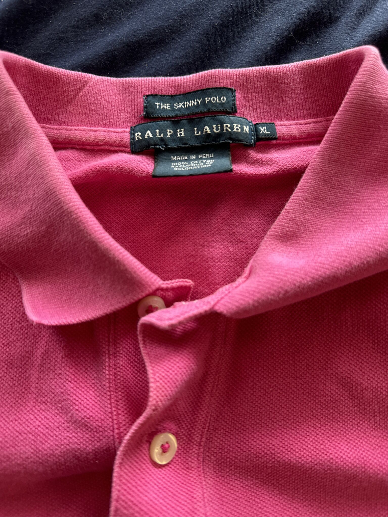 Polo Ralph Lauren Shirt Womens XL Skinny Polo Shirt Pink Green Pony Short Sleeve