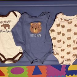 Hudson Baby Unisex Long-Sleeved Bodysuits Bundle Of 3 Size 18 Months Bear Theme