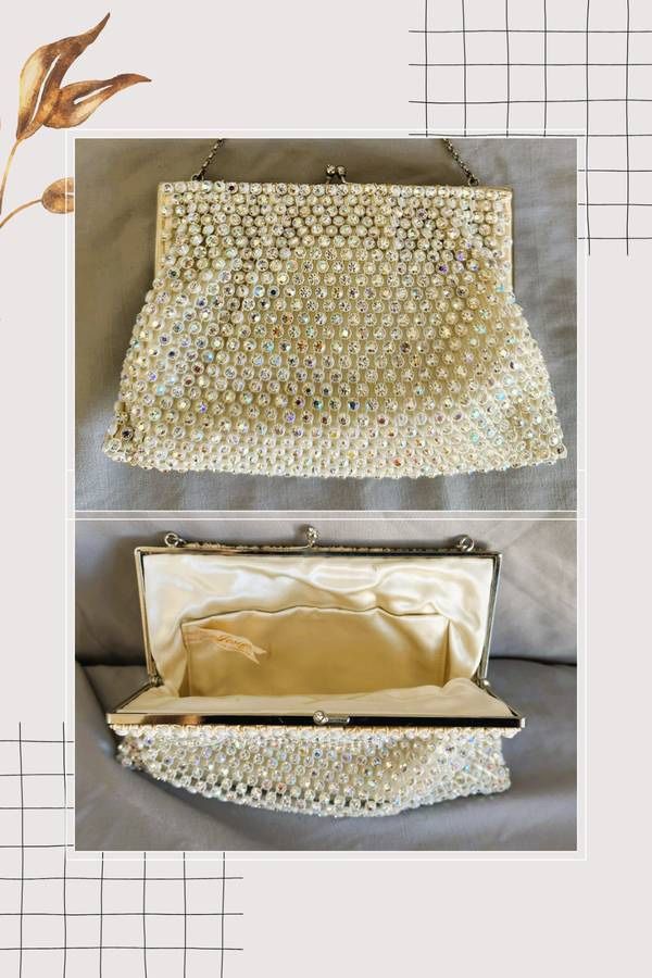 Vintage Rhinestone Evening Purse Clutch Bag By Josef, Hand Beaded