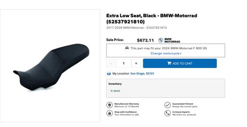 Extra Low Seat, Black - BMW-Motorrad