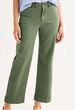 Women’s Sonoma Cropped Wide Leg Pants Size 8 Olive Green