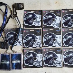 New Seattle Seahawks, 13 Die Cast Magnets And 6 Lanyards 