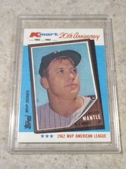 1982 Topps Kmart Mvp Mickey Mantle baseball card.