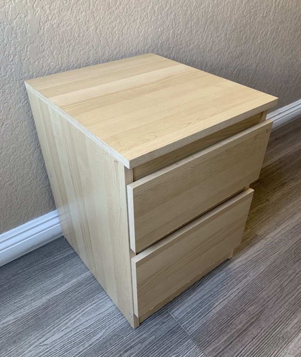 IKEA Nightstand, oak effect/with 2 drawers. 14” x 16” x 19”