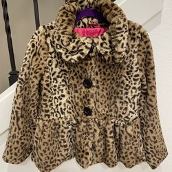 Girls Faux Fur Dress Coat , Size 5
