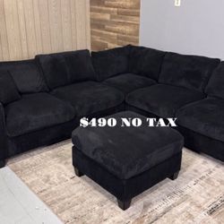 4-Pc Corduroy Sectional Sofa With Ottoman NEW‼️