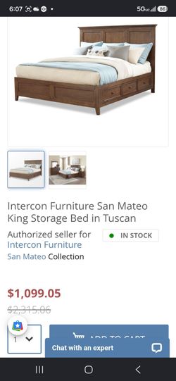 Intercon Queen storage bed frame w/New Denver mattress