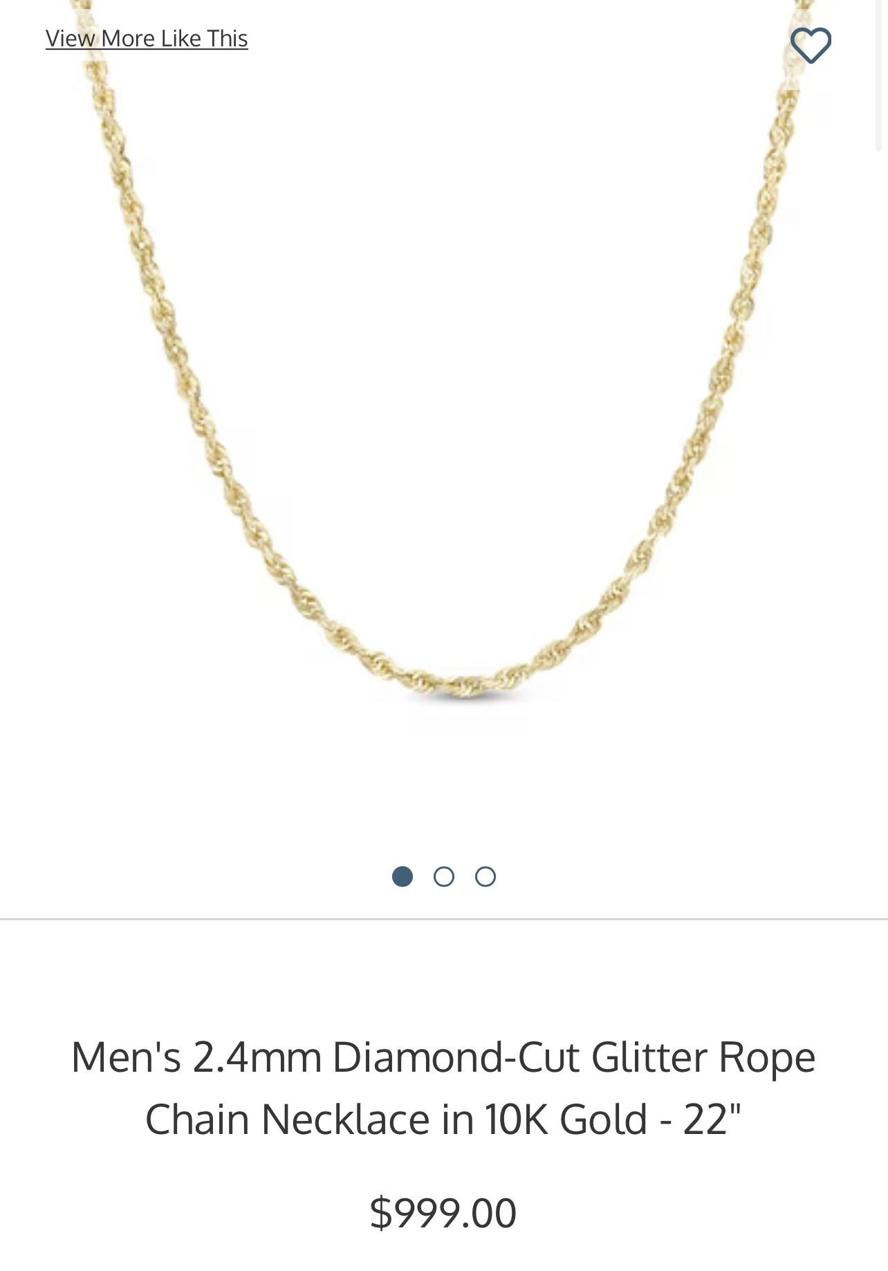 Rope Chain 22inch 2.4mm 10k Gold 