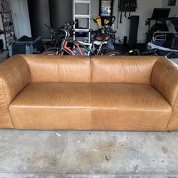 CB2 Brown Leather Couch