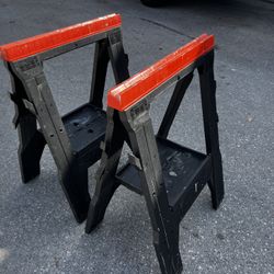 $25 for both! Two 30” Plastic Folding Sawhorse Saw Horse Stands! 