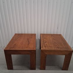 (2)  MATCHING  DANISH  MODERN  (MCM)  OAK   END  TABLES  