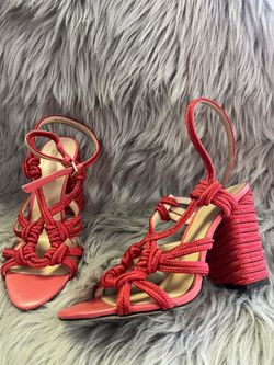 Cabi Women’s Shoes Sandals Tip Toe Red Rope Block Heel Open Toe 👠