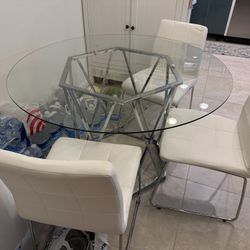 Glass Dining Table With 4 Chairs 