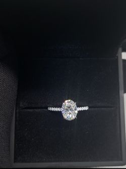 Size 6 Moissanite Engagement Ring 925 Sterling Silver– 2 Carat Oval | GRA Certified
