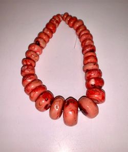 Large Sponge Coral Color Graduated Rondelle Bead Strand Loose Jewelry Making