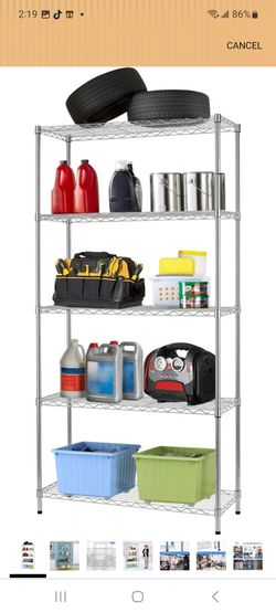5-Tier Wire Shelf with Wheels | 14" x 36" x 72" | Chrome
Storage Shelves with Adjustable Racks, Holds upto 1250 lbs | Rust-Resistant, No-Tool Assembly