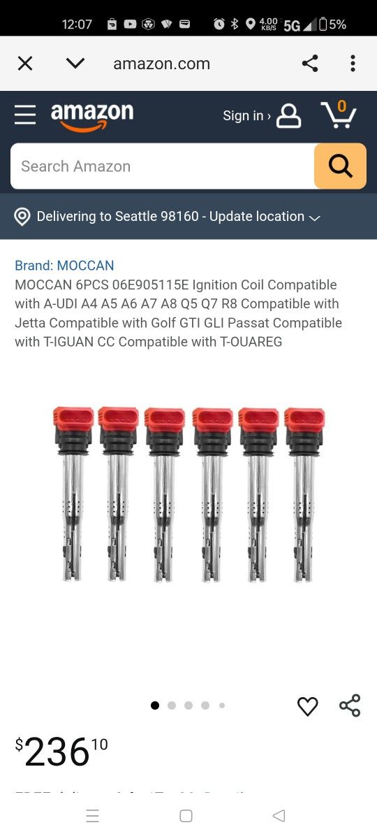 6 Coilpacks For Audi A4 A5 A6 A7 A8 Q5 Q8 R8