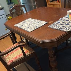 Can Deliver! Beautiful Sturdy, Antique Dinner Table With Chair