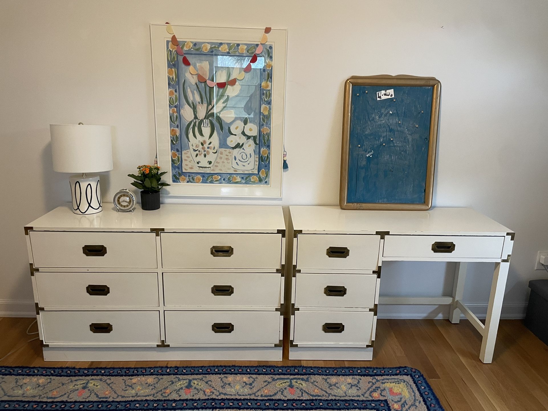 Vintage Campaign Dresser & Desk Set