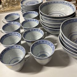 Set of vintage blue and white China, never use