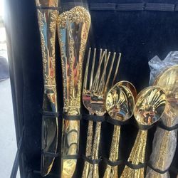 WM Rogers & Son Enchanted Gold Plated Silverware