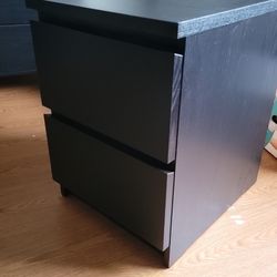 IKEA MALM Nightstand – 2 Drawer (Dark Brown/Black)