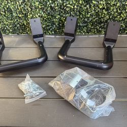 Pair Black Aluminum Side Hoop Steps Compatible With Most Pickups and SUV's, 12" L x 11" W x 8" H