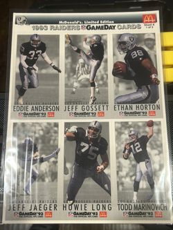 1993 Raiders GameDay McDonald's cards Sheet A Football Cards