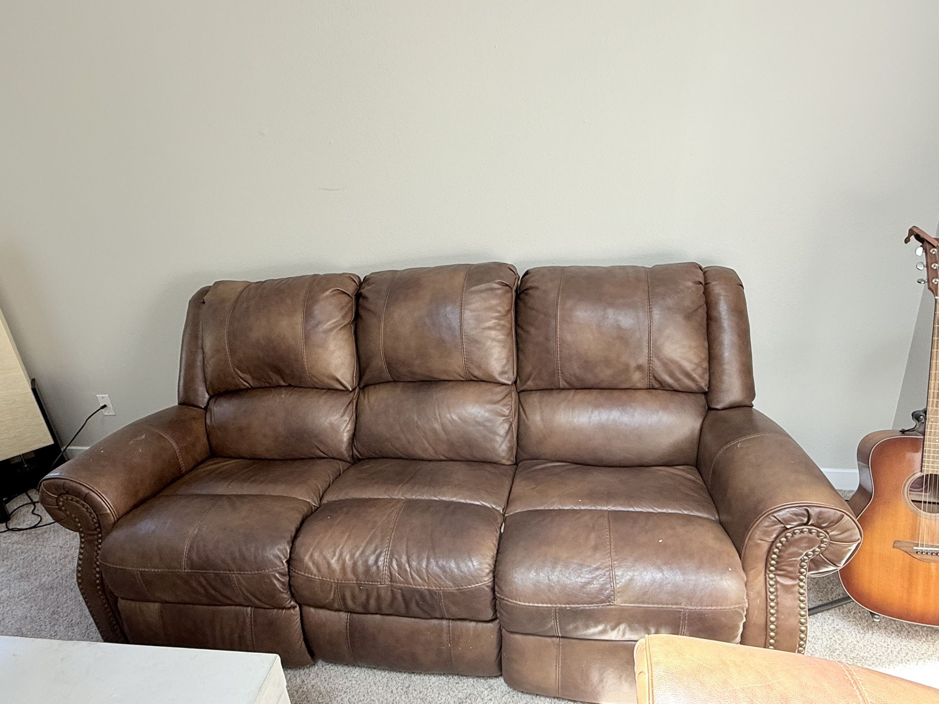 Leather Couch Electric Reclining Ends