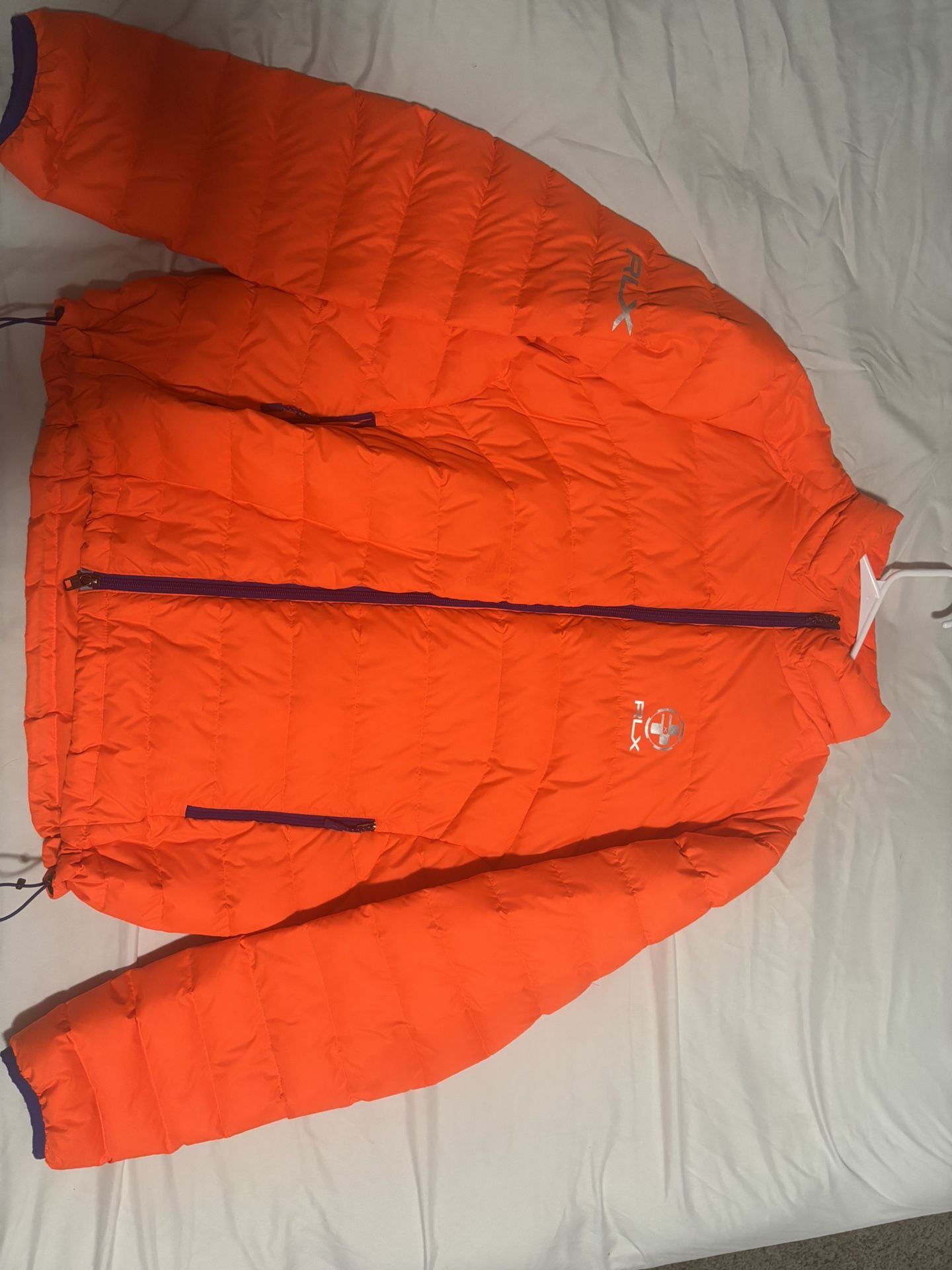 Ralph Lauren RLX EXPLORER Down PUFFER Jacket Size Men’s XL, ORANGE, BLUE