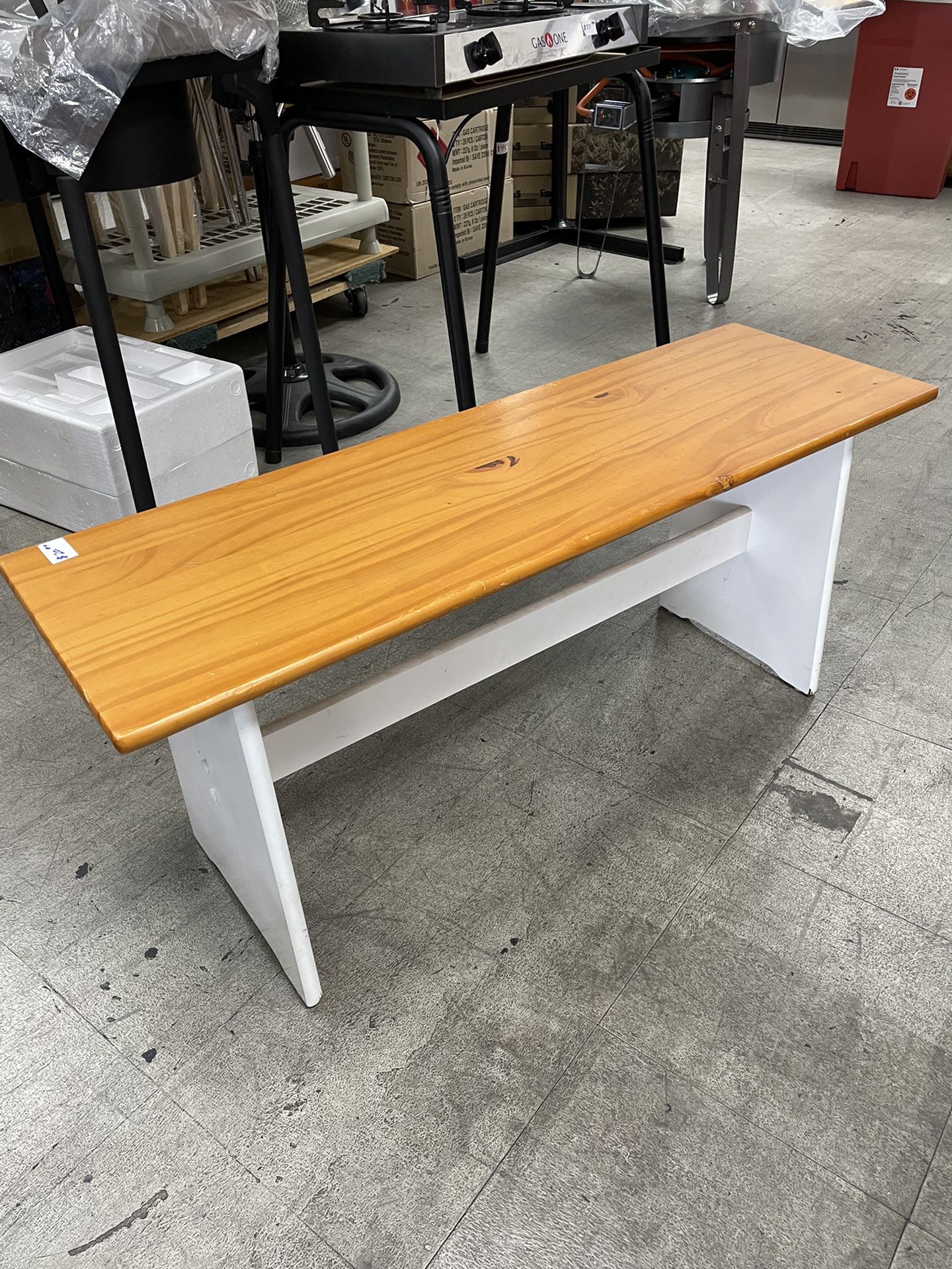 Small White Wood Bench 